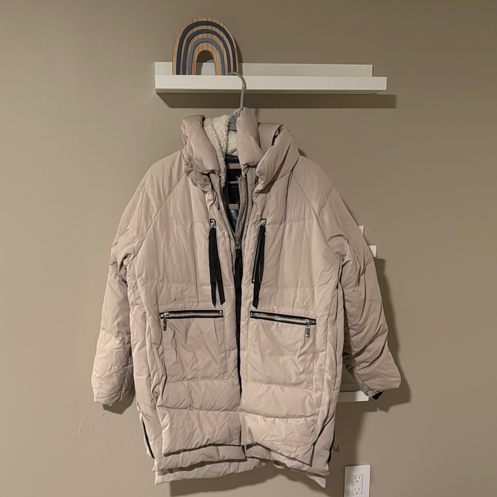 Women's Beige Puffer Jacket